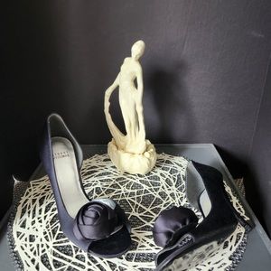 Stuart Weitzman, black satin, size 7-1/2 stiletto